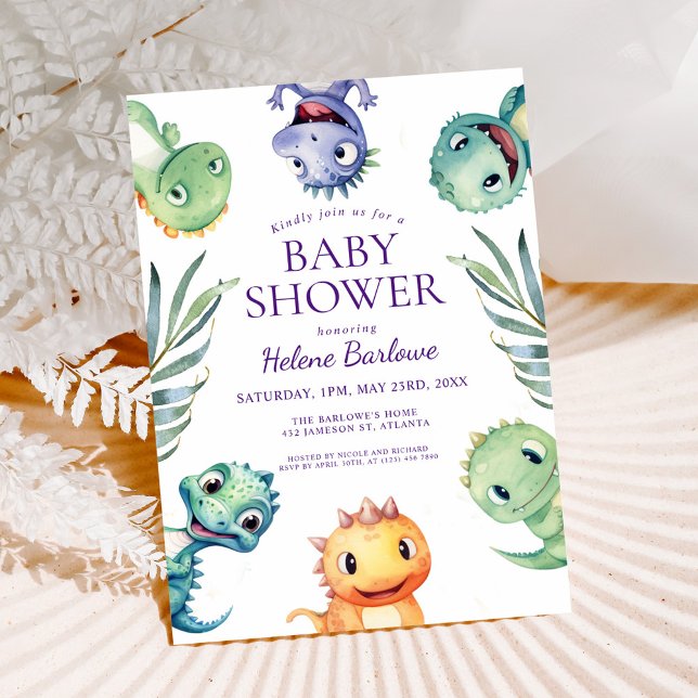 Cute Jurassic Dinosaurs Baby Shower Invitation (Cute Jurassic Dinosaurs Baby Shower Invitation)