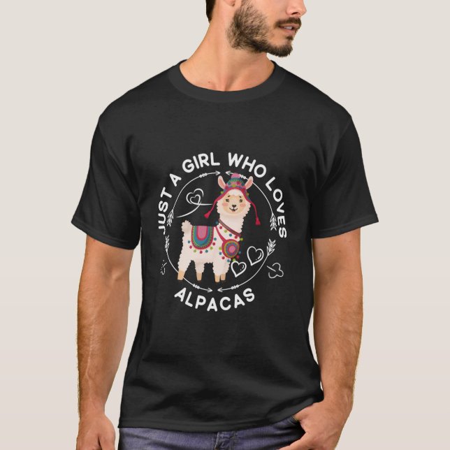 Cute Just A Girl Who Loves Alpacas Farmer Lover Gi T-Shirt (Front)