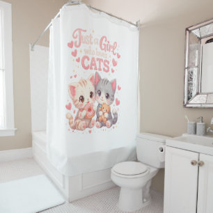 Cute Just a Girl Who Loves Cats Cute Kittens  Shower Curtain