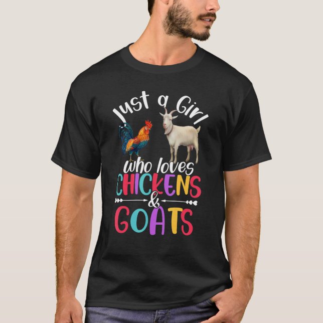 Cute Just A Girl Who Loves Chickens Goats Farmer A T-Shirt (Front)