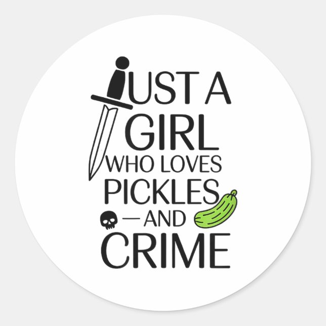 Cute Just A Girl Who Loves Ckles And Crime Hallowe Classic Round Sticker (Front)