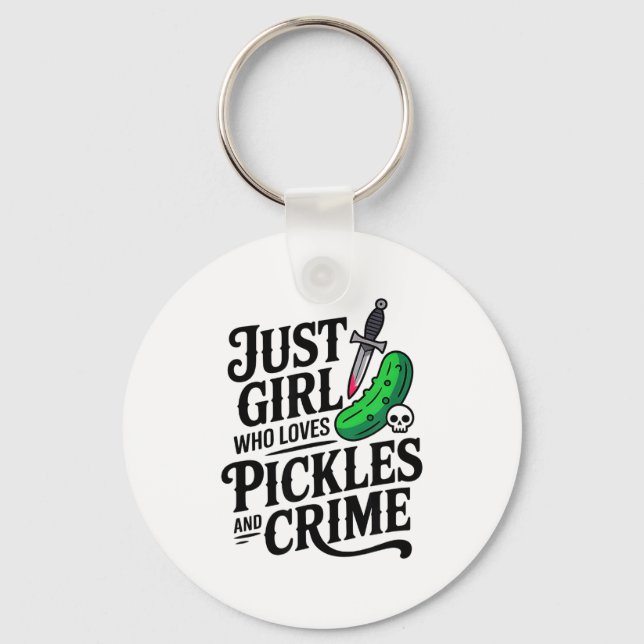 Cute Just A Girl Who Loves Ckles And Crime Hallowe Key Ring (Front)
