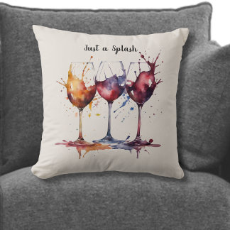Cute Just a Splash of Wine Watercolor  Cushion