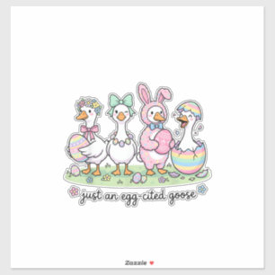 Cute Just an Eggcited Goose Easter Day Girl Women 