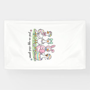 Cute Just an Eggcited Goose Easter Day Girl Women  Banner