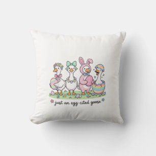 Cute Just an Eggcited Goose Easter Day Girl Women  Cushion
