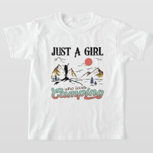 Cute just girl loves camping word art  T-Shirt