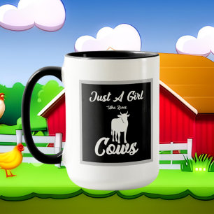 Cute just girl loves cows add monogram mug