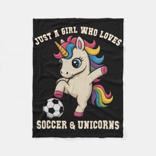 Cute Just Girl Who Loves Soccer Unicorn Kick Club Fleece Blanket