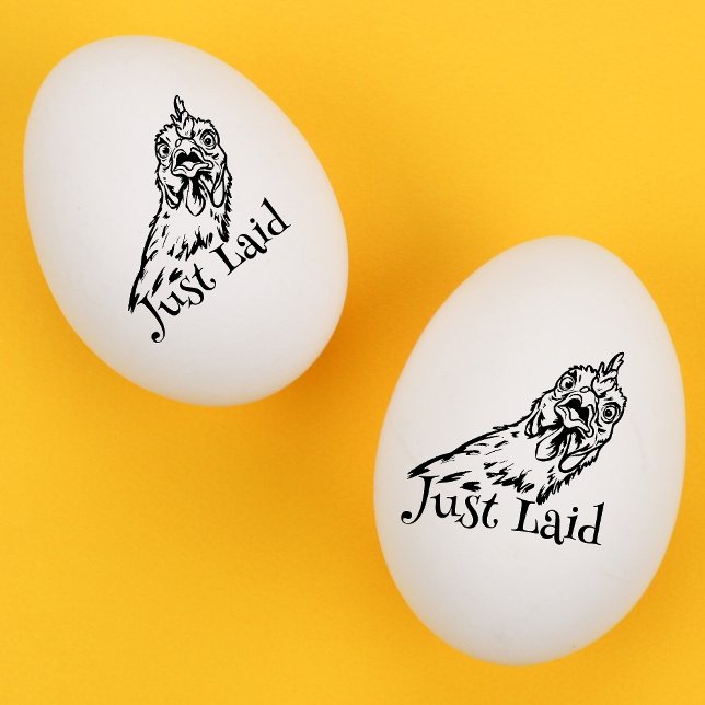 Cute "Just Laid" Mini Chicken funny Egg Stamp (Creator Uploaded)