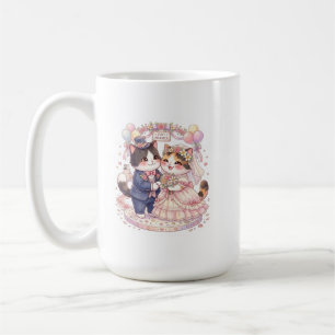 Cute Just Married Cats Wedding Watercolor Coffee Mug