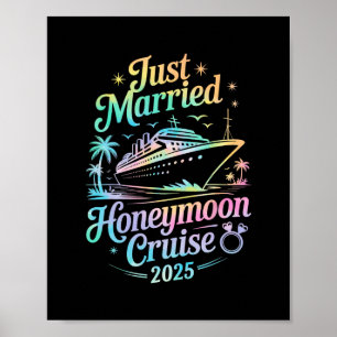 Cute Just Married Honeymoon Cruise 2025 Newlyweds Poster