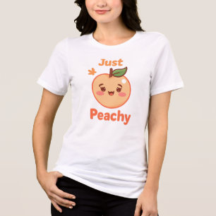 Cute "Just Peachy" Kawaii Fruit Tri-Blend Shirt