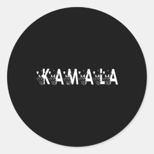Cute Kamala Cat Letter Font Graphic  Classic Round Sticker