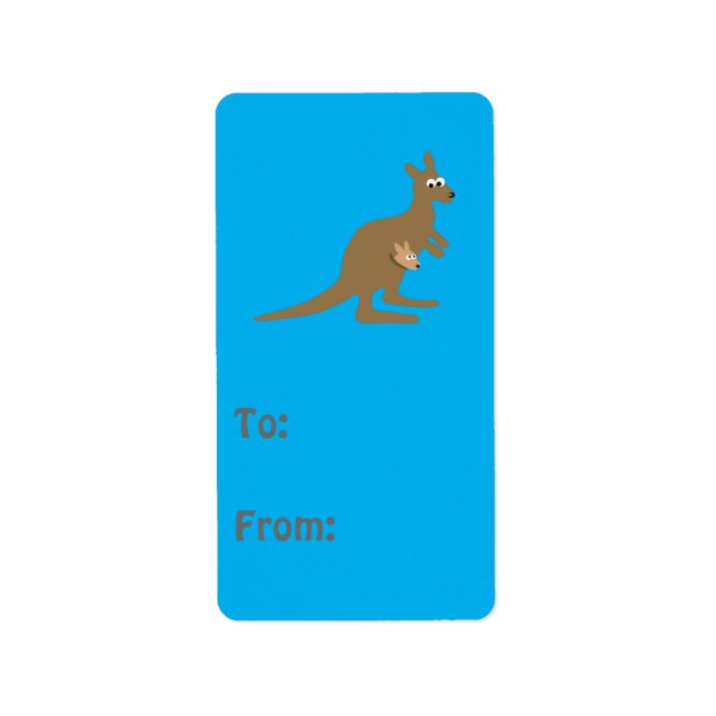 Cute Kangaroo and Joey Label (Front)