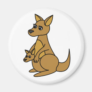 Cute Kangaroo and Joey Magnet