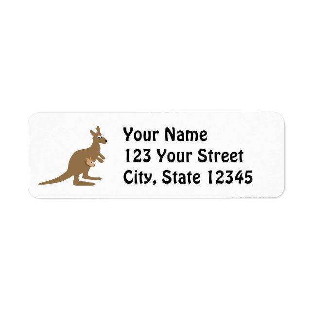 Cute Kangaroo and Joey Return Address Label (Front)