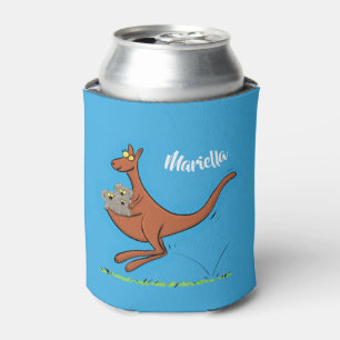 Cute kangaroo and koalas cartoon illustration can cooler