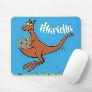 Cute kangaroo and koalas cartoon illustration mouse pad