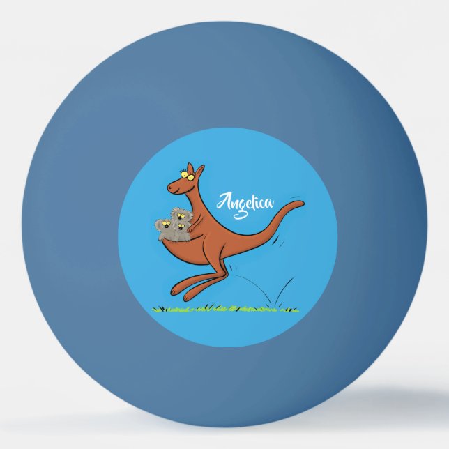 Cute kangaroo and koalas cartoon illustration ping pong ball (Front)