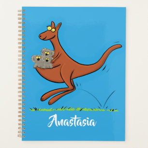 Cute kangaroo and koalas cartoon illustration planner