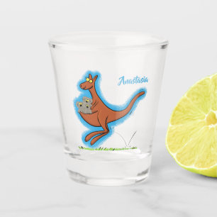 Cute kangaroo and koalas cartoon illustration shot glass