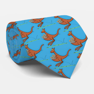 Cute kangaroo and koalas cartoon illustration tie