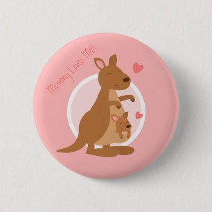 Cute Kangaroo Baby Joey Mother Child For Kids 6 Cm Round Badge