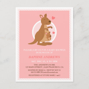 Cute Kangaroo Baby Shower Party Invitations