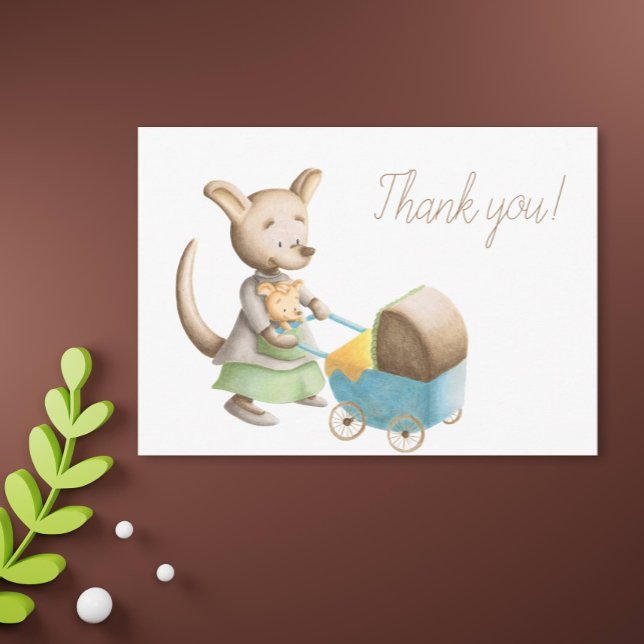 Cute Kangaroo Baby Shower Thank You Postcard (Creator Uploaded)
