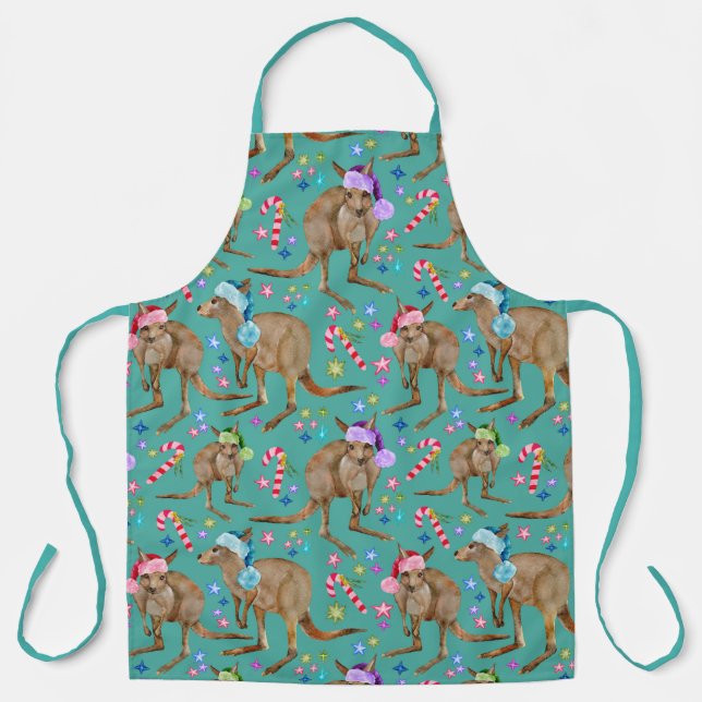 Cute Kangaroo Christmas Apron (Front)