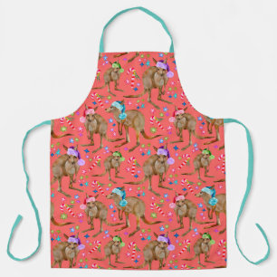 Cute Kangaroo Christmas Pink Apron