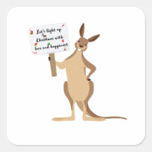 cute kangaroo chritsmas square stickers