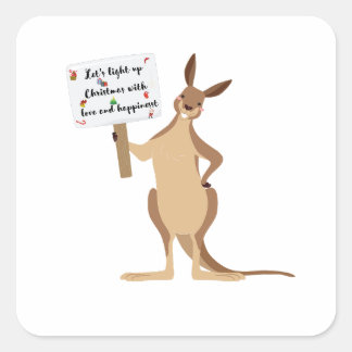 cute kangaroo chritsmas square stickers