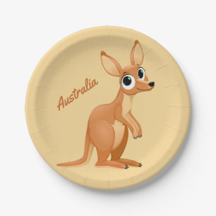 Cute Kangaroo custom text paper plates