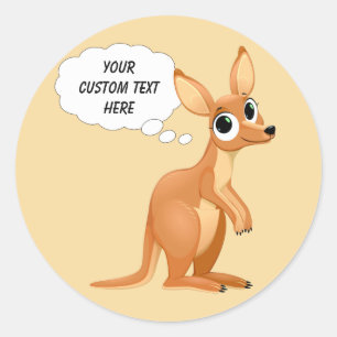 Cute Kangaroo custom text stickers