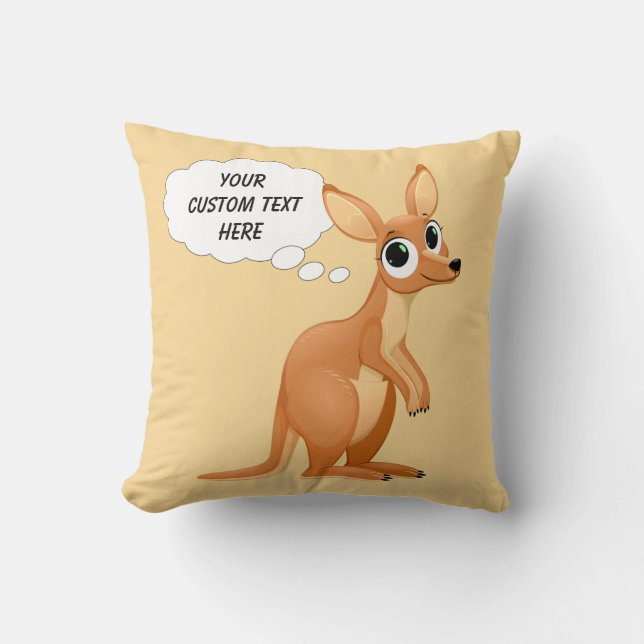 Cute Kangaroo custom text throw pillows (Front)