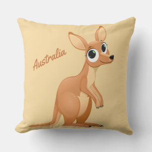 Cute Kangaroo custom text throw pillows