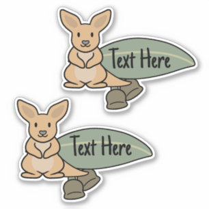 Cute Kangaroo Eucalyptus Leaf Label 