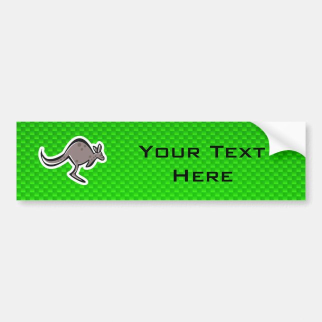 Cute Kangaroo; Green Bumper Sticker (Front)