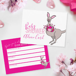 Cute kangaroo heart pouch baby shower advice card
