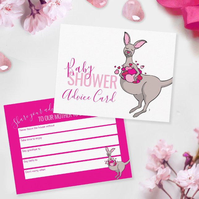 Cute kangaroo heart pouch baby shower advice card (Creator Uploaded)