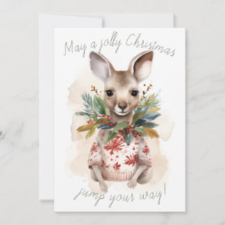 Cute Kangaroo Jolly Christmas Card