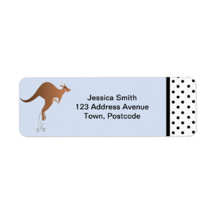 Cute kangaroo with baby in pouch return address label
