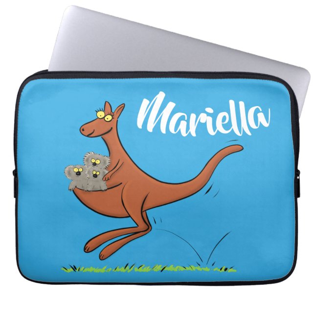 Cute Kangaroo with koalas cartoon Laptop Sleeve (Front)