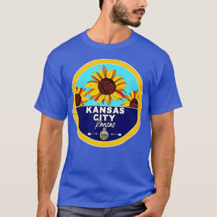 Cute Kansas City Kansas KS Sunflower Badge KC  T-Shirt