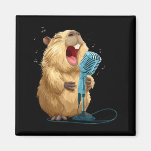 Cute Karaoke Capybara with Mic for Funny Singer Magnet