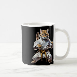 Cute Karate Cat Fighting Cartoon Illustration Grap Coffee Mug