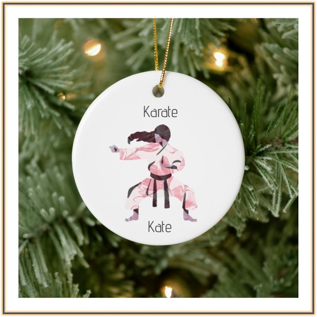 Cute Karate Girl Martial Arts  Ceramic Ornament (Bookmark my store! https://www.zazzle.com/store/capricepetit)