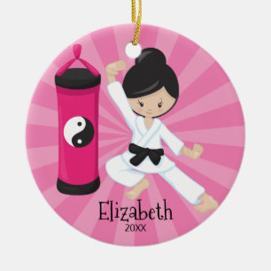 Cute Karate Girl Personalised Christmas Ornament
